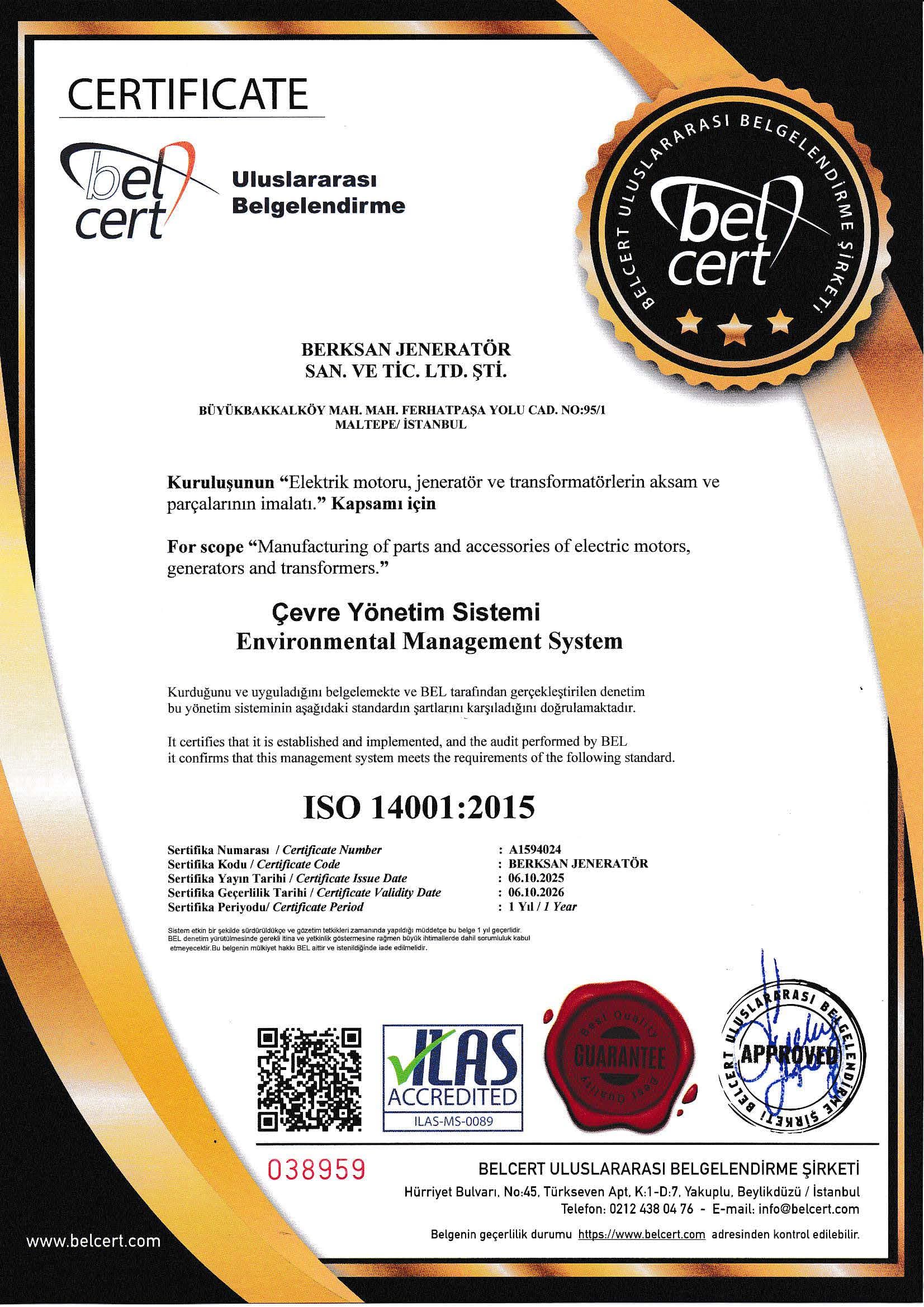 ISO 14001 belgesi